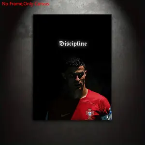 1 piece/set of frameless canvas painting print poster, classic realistic motivation art, Cristiano Ronaldo Discipline, perfect gift for football lovers, ideal gift for bedroom, living room, dormitory hallway, kitchen, mural, wall decoration, room decor