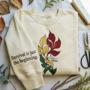 Embroidered Survival Is Just The Beginning Sweatshirt, Umbrella Corp Resident Evil Crewneck, Gaming Herbs Horror Gift, Biohazard Fan Apparel