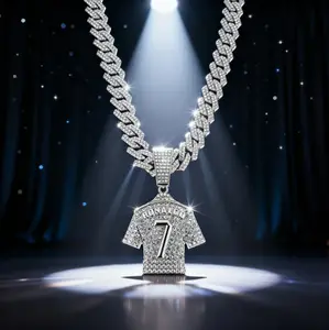 Cross-border European and American hip-hop diamond-studded number 7 jersey pendant alloy necklace hip-hop jewelry