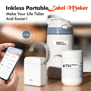 Portable Label Printer Thermal Inkless Printer Print Width 15mm DIY Labels Suitable for Office Travel Home Storage