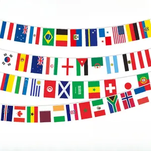 2026 World Cup 32/42 Nation String Flags, USA Mexico Canada Fan Bunting for Stadium & Event Decor