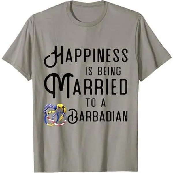 Barbadian Flag Wedding Rings Heart Marriage Barbados T-Shirt