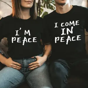 Bonnie And Clyde Matching Couple T-shirt I Come In Peace I'm Peace - Gift For Couple Summer Wear 100% Cotton Comfortable Fit Heart Top Womenswear Chic Clothes Cute