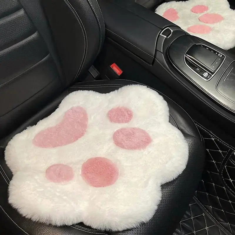 Universal Cute Cat Paw Car Seat Cushion Warm Plush Four Seasons Heating Padded Car Cushion