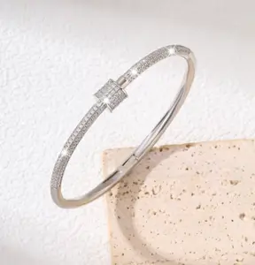 Silver Bling Me Out Diamond Bangle Bracelet