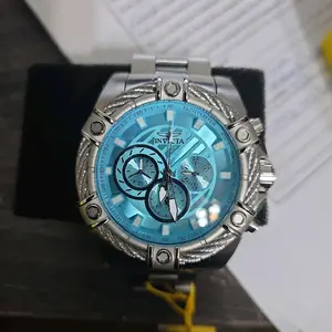 Invicta Bolt Tiffany Blue Dial Chronograph Watch with Tachymeter Scale and Stainless Steel Band