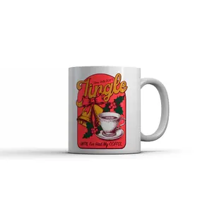 These Bells Dont Jingle Until Ive Had My Coffee Mug Funny Christmas Graphic Novelty Coffee Cup - 11oz Funny Coffee Mugs Ceramic Printed Drinkware Cup