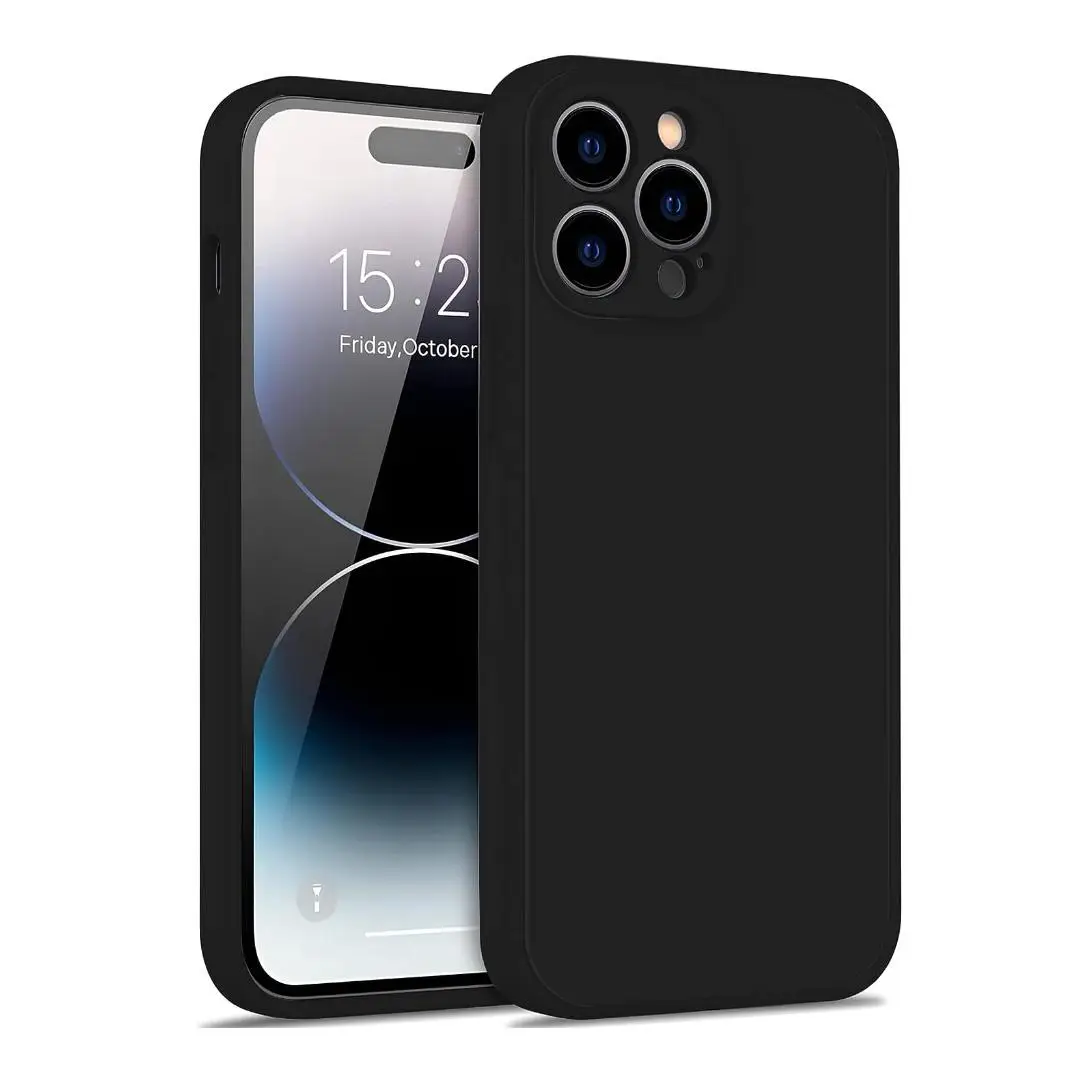 Minimalist Solid Color Phone Case for iPhone 15 Pro Max 15 Pro 15 Plus 15, 1 Count Liquid Silicone Cellphone Shockproof Case for iPhone 14 Pro Max 14