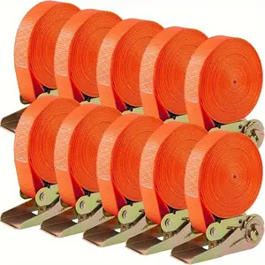 hand tools hurricane straps 10 Pack Heavy Duty 1760lbs Break Strength 1" X 20' Endless Ratchet Straps, No Hooks, For Motorcycles, Goods, Luggage