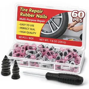 60-PCS tire Repair Screws, 2026  tire Repair Rubber  kit, 8-Second Repair, Two Sizes, Suitable for self-Service Screw Fixing of tire Plugs  , , , etc.