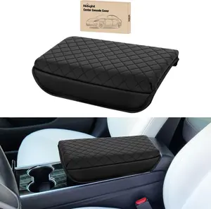 Nilight Center Console Cover Compatible with Tesla Model 3 Tesla Model Y Armrest Cover for Car Vegan Leather Middle Console Cover Car Center Console Cushion Pad (Not Fit for 2024 Tesla Model 3) -Black armrest pad Interior Vehicle Seat Foam dealsforyoudays