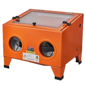 25 Gallon Sandblasting Cabinet, 40-120 PSI Portable Benchtop Sand Blasting Cabinet, Heavy Duty Steel Sand Blaster With Blasting Gun And 4 Ceramic Nozzles For Paint, Stain, Rust Removal