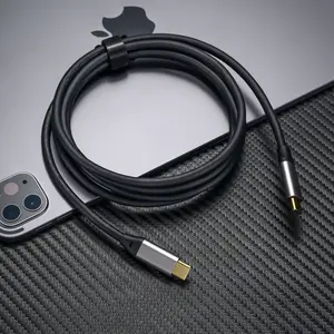 Dual Type-C data cable PD fast charging car and home charging cable suitable for mobile phones, computers, tablets and laptops, with male to male extension at both ends Alloy Device