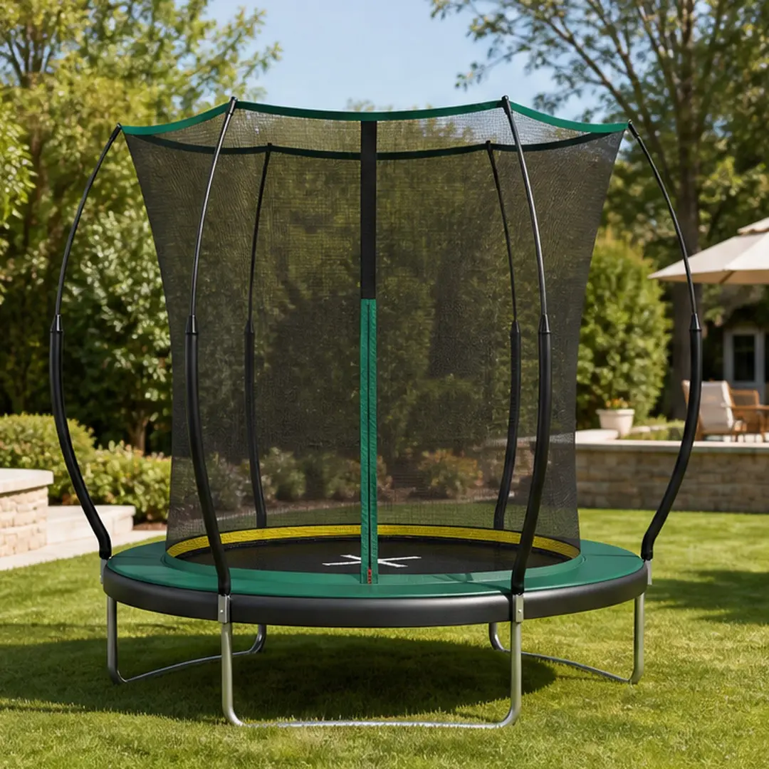 ARCH 6FT Springfree No Gap Trampoline for Kids Outdoor Backyard Bungee Trampoline with Enclosure Safety Net Dark Green Steel Frame Low Noise UV Resistant Jumping Mat Easy Assembly, Dark Green Color Options, Steel Material, Color: Dark Green
