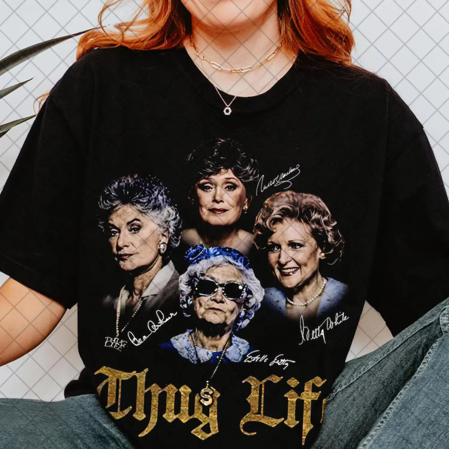 Golden Girls Thug Life Vintage TShirt, Retro Funny Grandma StreetwearShirt, Unisex Washed Oversized Hoodie