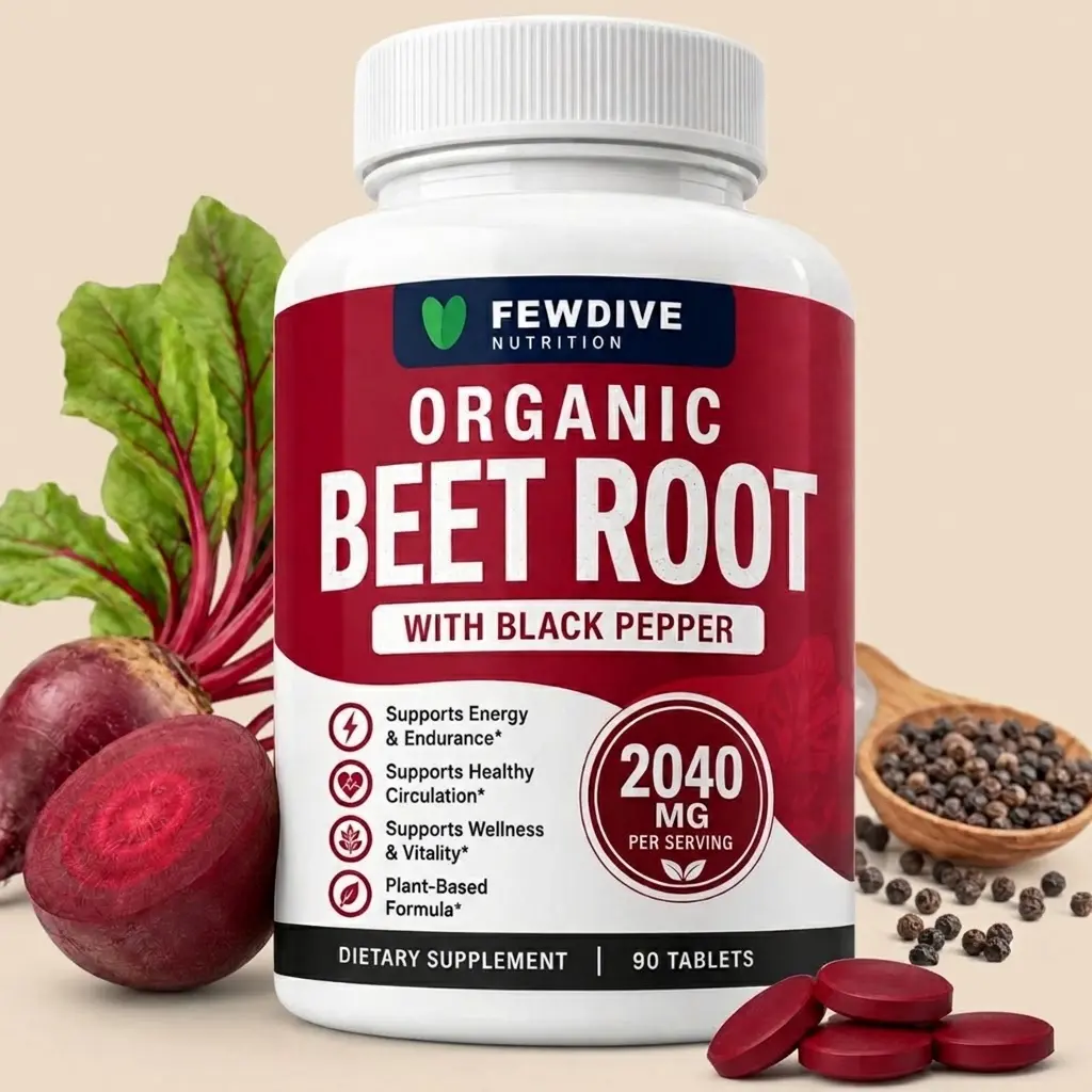 FEWDIVE-Organic Beet Root Tablets - Nitric Oxide Booster Beetroot Supplement 2040mg / Healthcare,Dietary,Vitamin,Fitness,Edible,Optimum