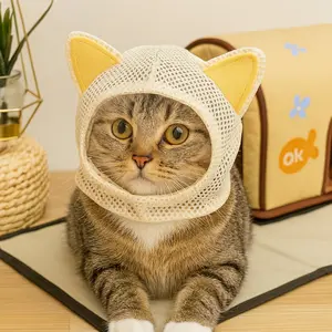 Pet Cat Mask Headband with Visible Window, Breathable Adjustable Material, Ideal for Bathing, Nail Trimming, and Pest Control