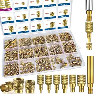 513 Metric Threaded Inserts with Heat Set Insert Tips, M2 M2.5 M3 M4 M5 M6 Female Thread Knurled Nuts Assortment Kit, for Plastic and  Printing Components