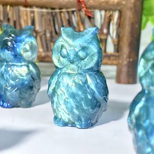 Labradorite owl-crystal carving