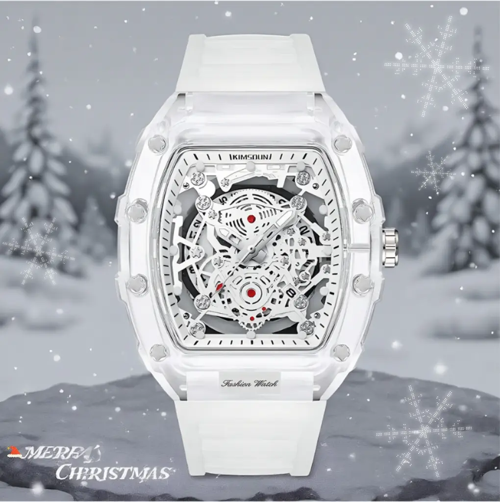 Men's modern wristwatch – waterproof transparent quartz movement, stylish, futuristic design, Christmas and New Year gift,Holiday Haul