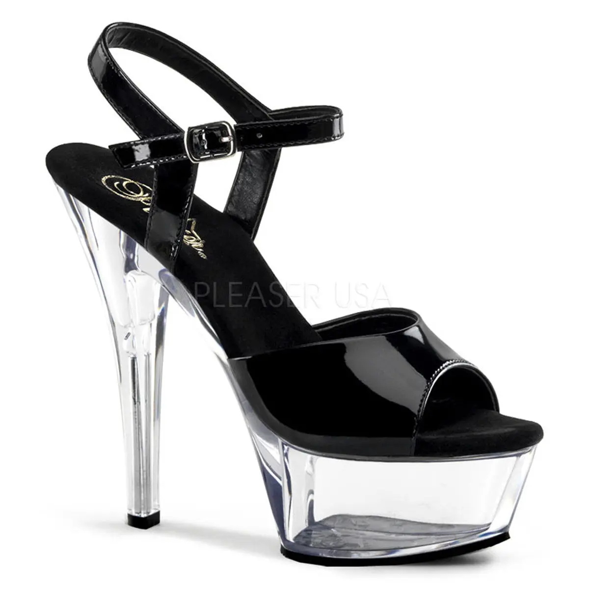 Women's 6-in Platform Buckle Sandal - KISS-209 Black Patent Footwear, Platform Heel Wedges & Flatform Heels, High Heels Wedges & Flatform