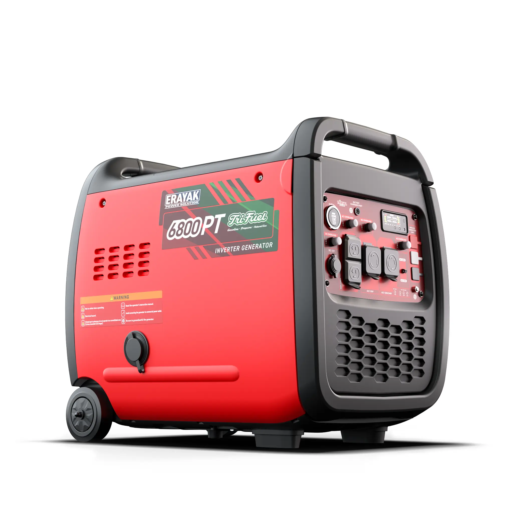 Erayak 6800W Portable Inverter Generator | 120V/240V For RV & Home Backup,Tri-Fuel
