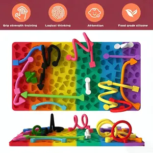 Sensory Activity Board,Silent Fidget Toys for Calming  Design Kids Busy Board for Fine Motor Skill,Silicone Calm Down Fidget Toy for Stress, Anxiety,ADHD & Autism, Squishy Fidgets