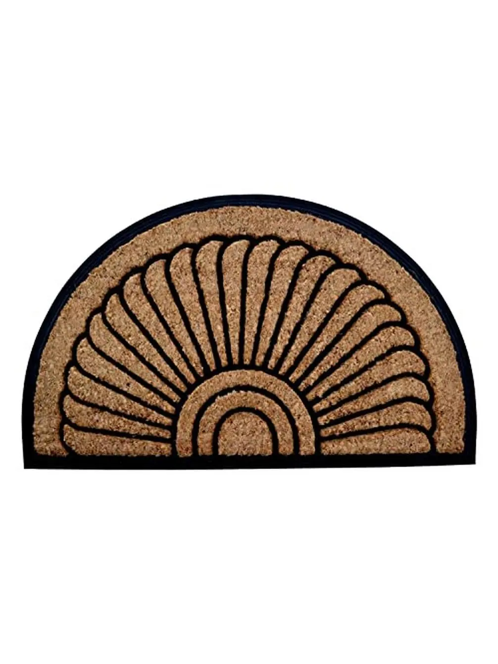 Half-Round Coir Doormat, 36in x 24in, Rubber Back, Anti-Skid, Durable, Waterproof, Sunrise Design
