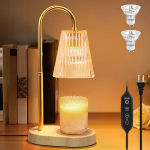 Candle Warmer Lamp Timer Adjustable - Height Wax Melt Electric Light Warming Dimmable Top Melter Heater for Melting Heating Small Jar Candles Gifts Women Mom Birthday Home Desk Decor with 2 Bulbs(not include candles)
