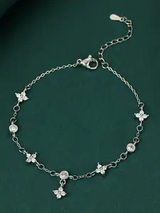 1 Piece Elegant Rhinestone Decorated Flower Design Link Bracelet for Women, Fashionable Bracelet, Fashion Jewelry for Party, Daily Clothing Decor, Trendy All-match & Exquisite Jewelry for Birthday Gift, Rhinestone Decor Bangles