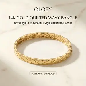 OOLOEY Women's 14K Gold Plated Braided Bangle Waterproof Hypoallergenic Exquisite Replica Bracelet Love & Friendship Fashion Summer Jewelry