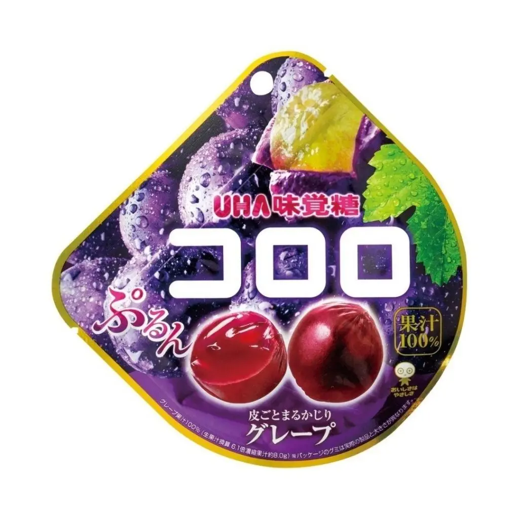 UHA Mikakuto Cororo Kyoho Grape Flavor Fruit Gummy Bite Candy Snack - 48g, Made with Collagen, Glycerin, Fruit Juice, Potassium Citrate, Starch Syrup