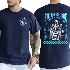 Mens Casual Short Sleeve Skeleton Dad Tshirt, I Can’T Talk Right Now I’M Doing Dad Sh*T Graphic Tee, Funny Father’S Day Gift For Menswear, Unisex Short Sleeve Tee, Graphic Streetwear