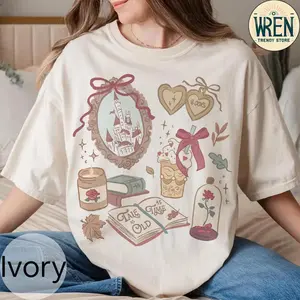 Adult and Youth Magic Kingdom Shirt, Coquette Bow Vintage Belle's Book Club Comfort Colors/Gildan Shirt, Tale As Old As Time, Best Gift Birthday