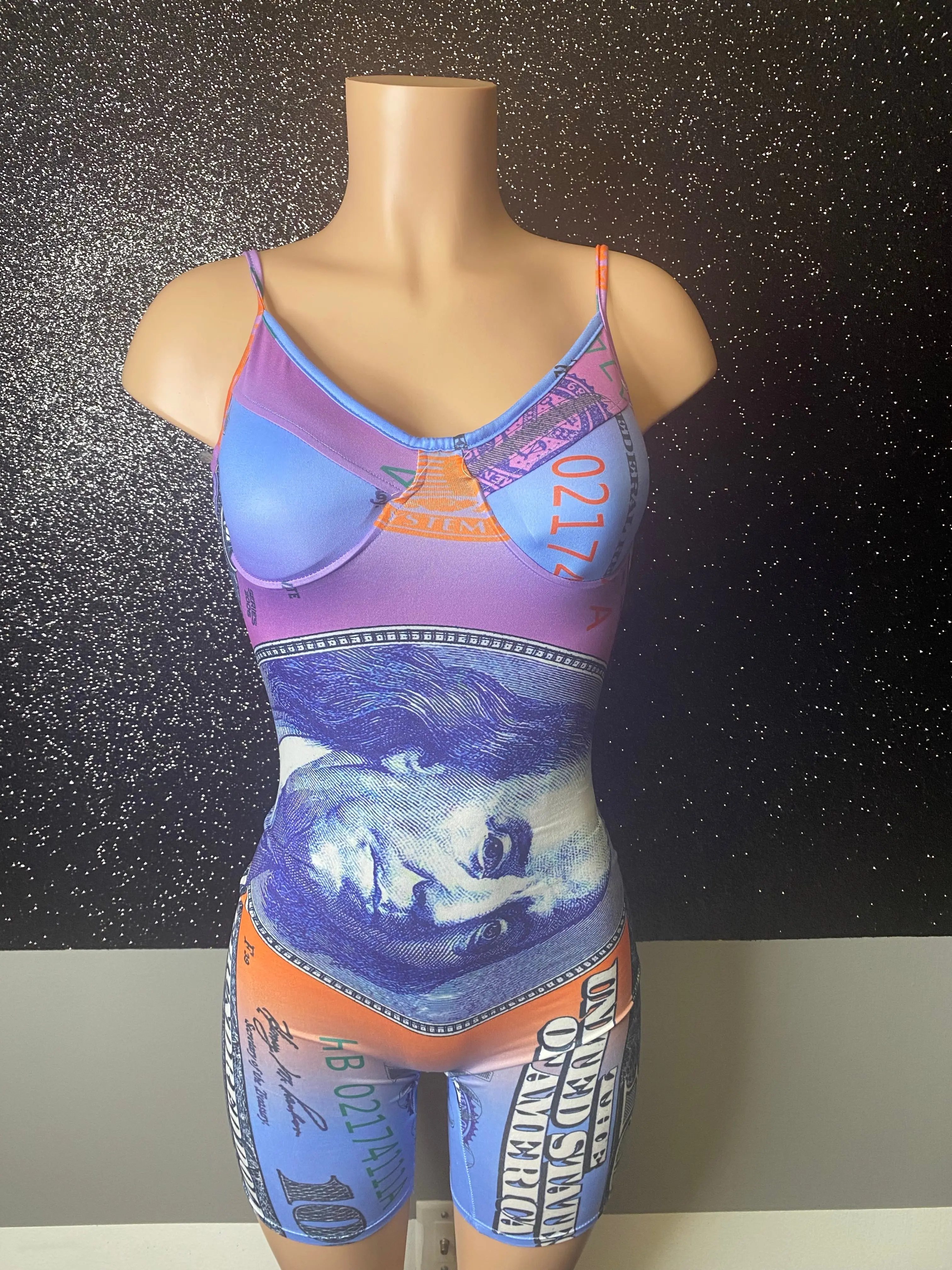 Purple Money Romper