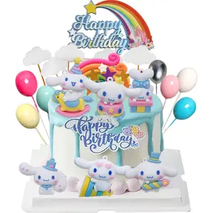 30Pcs Cute Pink Cake Topper Figures Set for Theme Birthday Party Cake Decorations