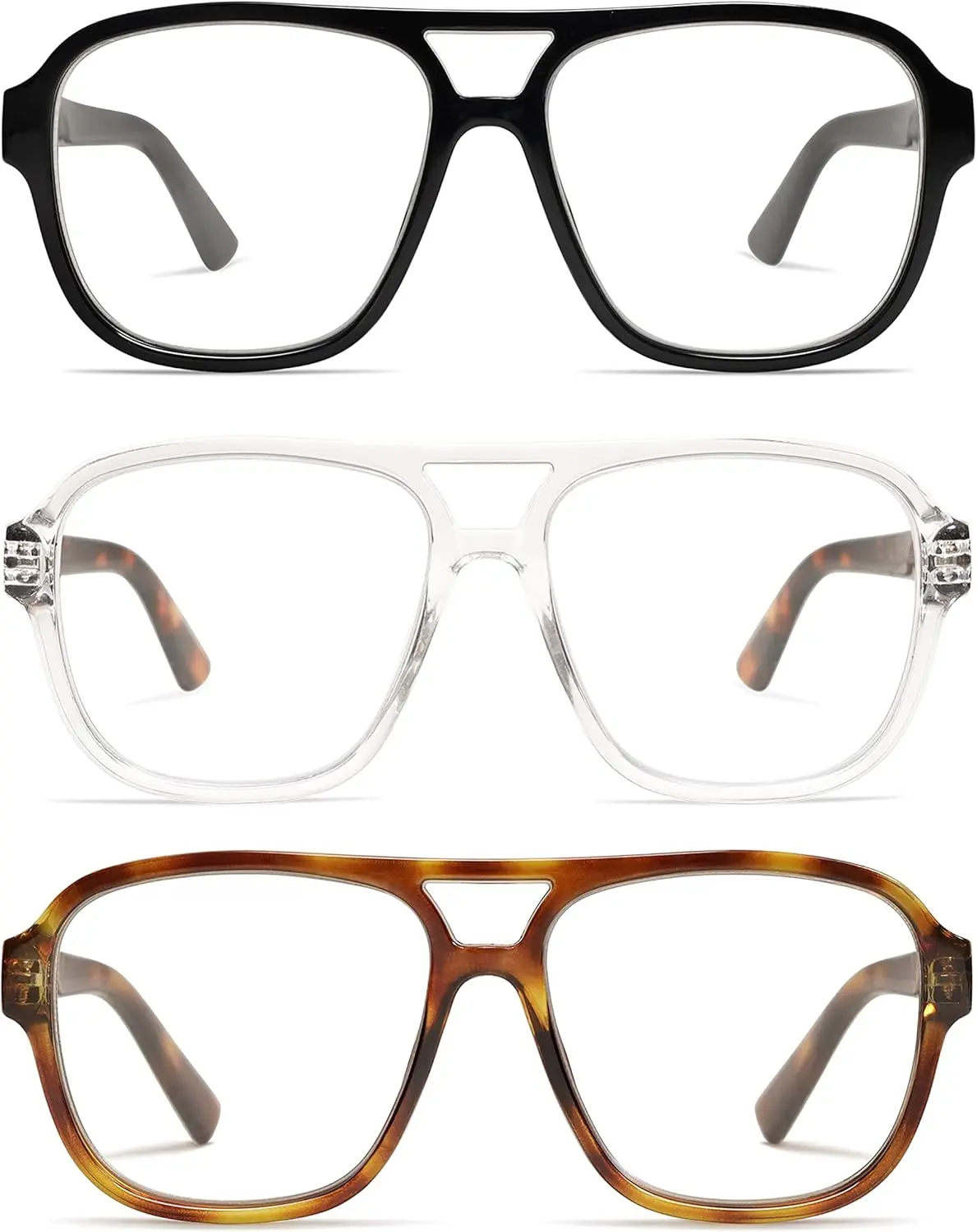 3 Pack  Aviator Spring Hinge Reading Glasses for Women Men,Retro Blue Light Computer Reader Frame AM6081