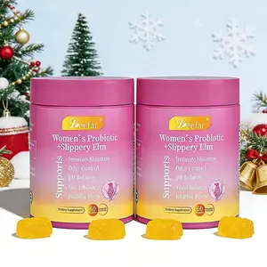 3x LEEFAR Women's Probiotic Gummies with Slippery Elm & Prebiotics for pH Balance and Intimate Comfort Hawaiian Pineapple Flavor 60 Gummies