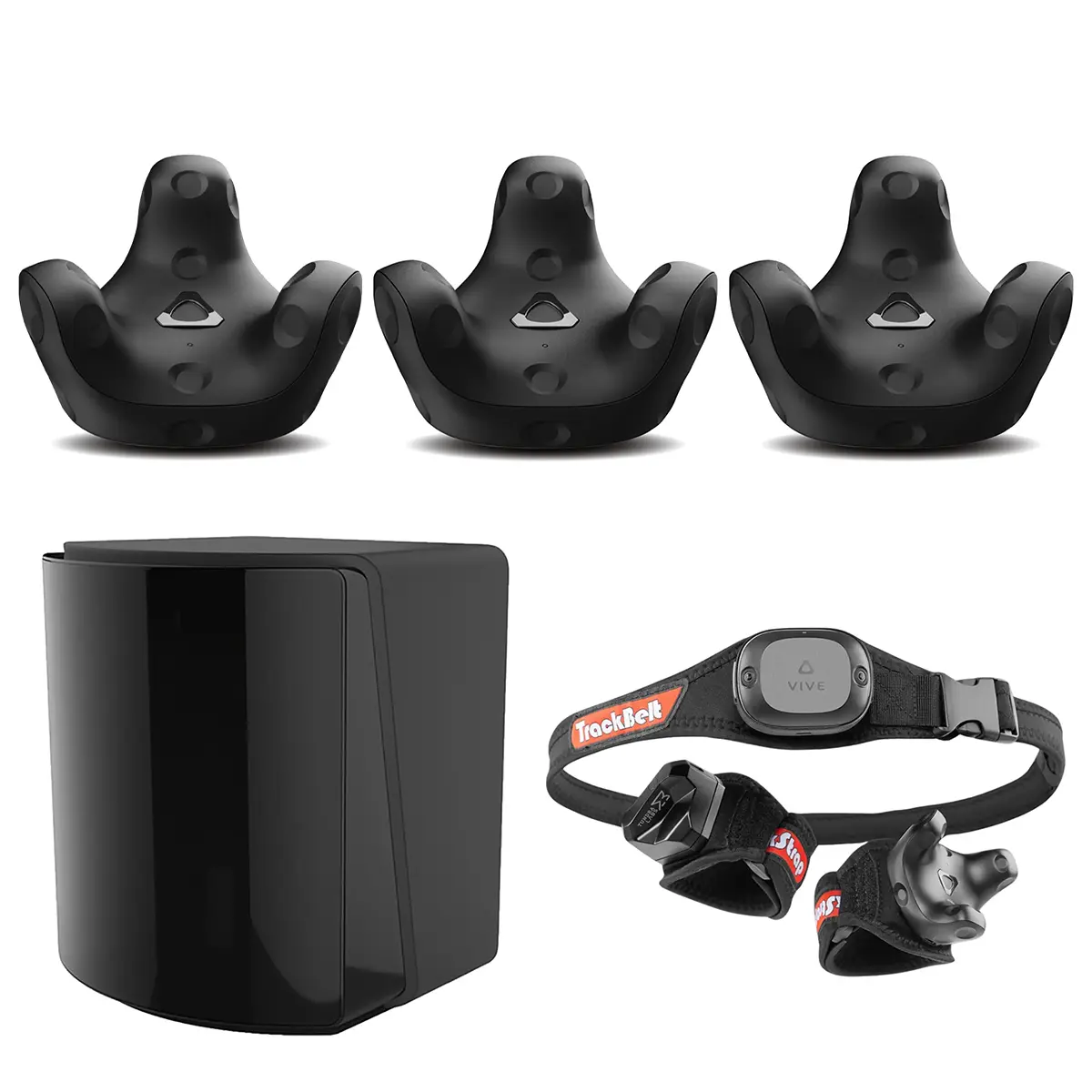HTC 3 Pack VIVE Tracker (3.0) Bundle with Base Station 1.0, Rebuff Reality TrackBelt + 2 TrackStraps Full Body Tracking VR Bundle
