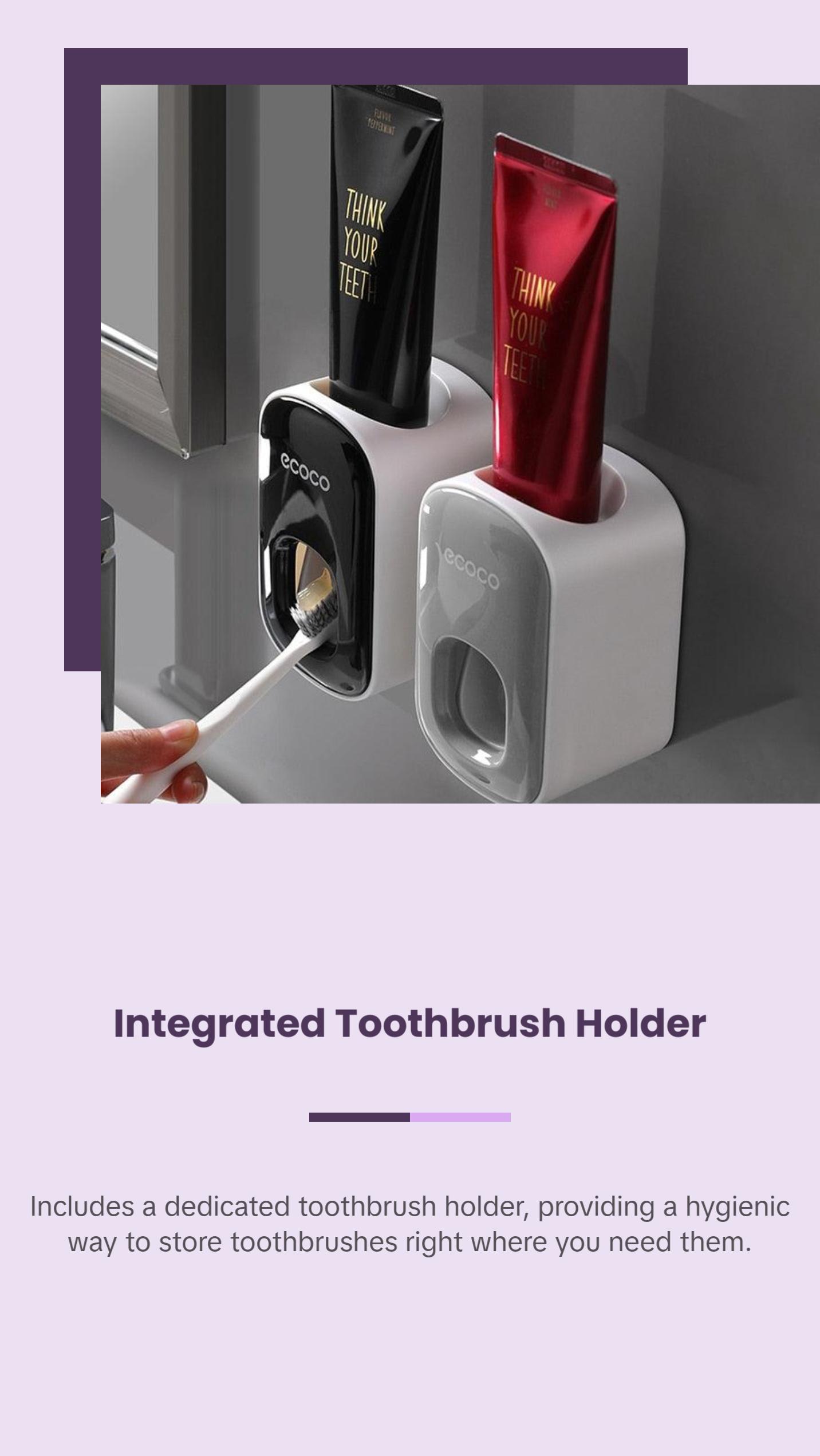 Wall Mount Automatic Toothpaste Dispenser Accessory Toothbrush