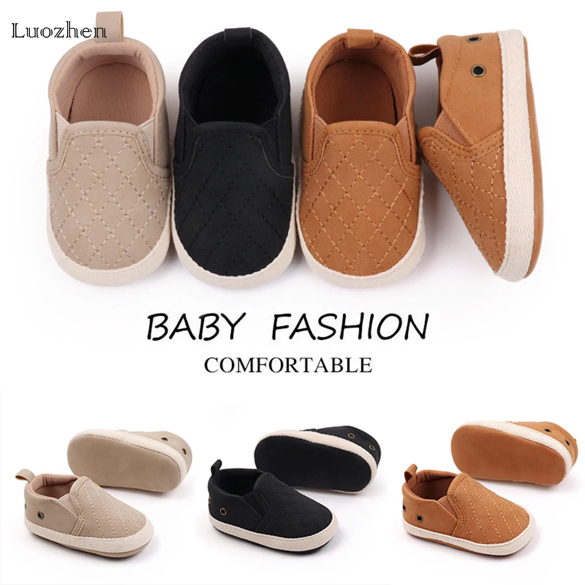 Infant Baby First Pair of Learning Shoes Fashion Quilted Baby Shoes Comfortable Soft Slip-On Sneakers Suitable for Baby Boys Girls Toddler Clogs