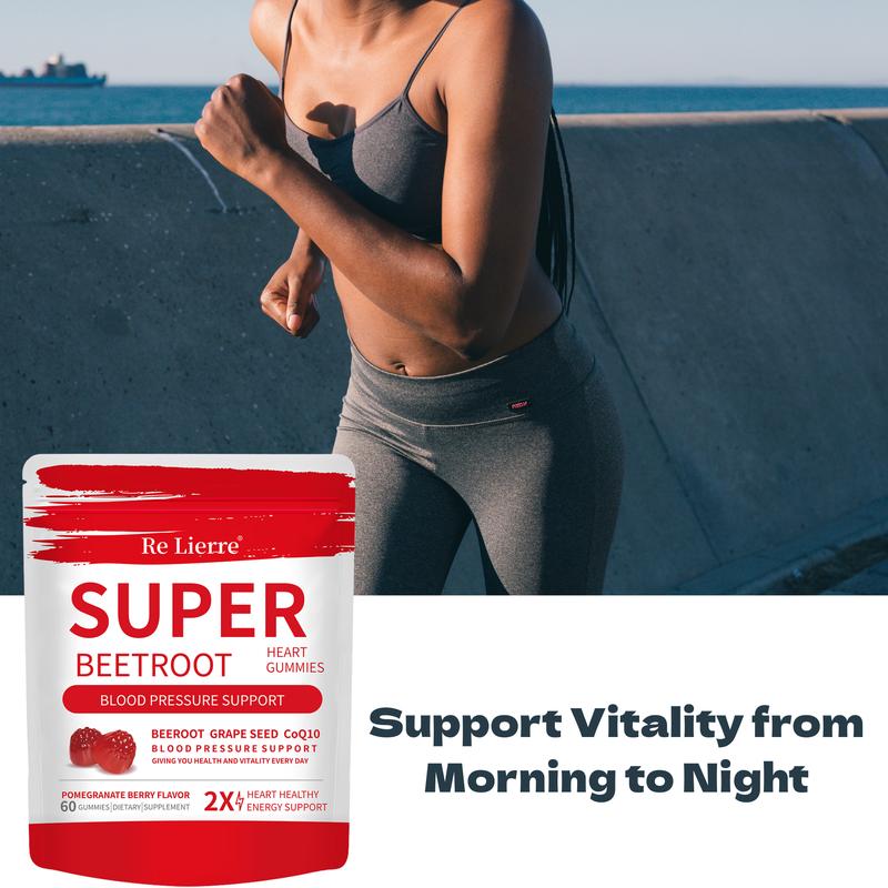 Re Lierrre Super Beetroot Gummies - 2 Pack Pomegranate Berry Flavor - 120 Count - Daily Vitality & Natural Energy - Vegan & Delicious - Blood Pressure Support - Heart Healthy Energy Support