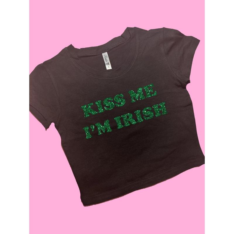 Kiss Me I'm Irish SNUG Fit Crop Top | Lucky Shirt | Gift For Her Y2K crop top | Gift for friend | Baby Tee | St. Patrick's Day