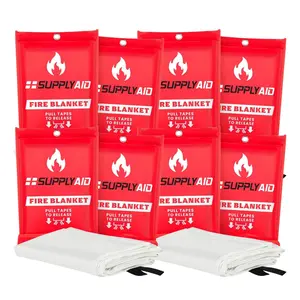 SupplyAID 8 Pack Emergency Fire Blanket for Camping and Safety Supplies, White