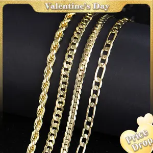 Holylegend 14K Real Gold-Plated Miami, Cuban choker,Rope & Cuban Necklace Chain 24 Inches Long,  Upgraded Craft, Faceted Cut,Tarnish-Free