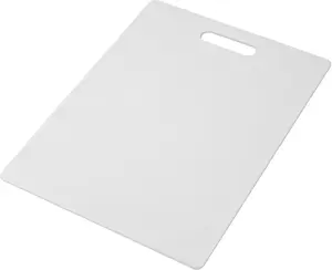 Large Cutting Board, Dishwasher- Safe Plastic Chopping Board for Kitchen with Easy Grip Handle, 11-inch by 14-inch, White