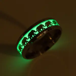 Luminous Elephant Ring Fashion Design Jewelry Love Girlfriend Boyfriend Souvenir Valentine Father Mother Anniversary Engagement Wedding New Year Christmas Halloween Birthday Gift
