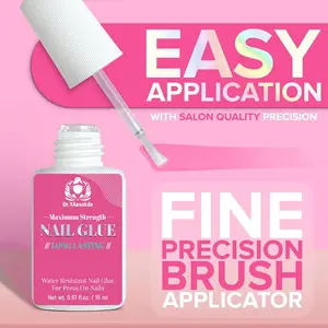 Nail Glue for Press on & Acrylic Nails, Strong Hold Nail Adhesive for Easy At-Home Nail Application, Perfect for Artificial Nails, Water Resistant Nail Glue