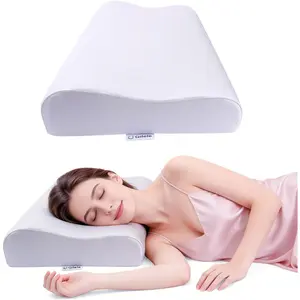 Ergonomic Pillow 2 heights: Mid-Low, Cervical Relieve Neck Back Pain, Breathable Cool Ice Silk Anti-Wrinkle Cover, SGS Certificates, for Side Back Stomach Sleeper, Queen Size