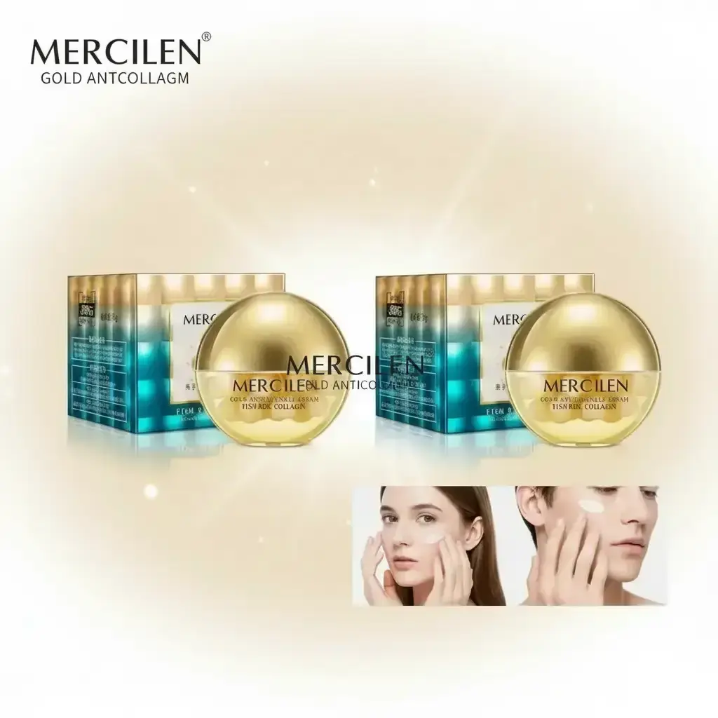 MERCILEN Collagen Gold Cream Bundle, 2pcs x 70g Moisturizing and Firming Facial Creams for Daily Skin Care, Moisturizing Anti Aging, Anti-Wrinkle Product for Women and Men, Collagen Complex Moisturizer